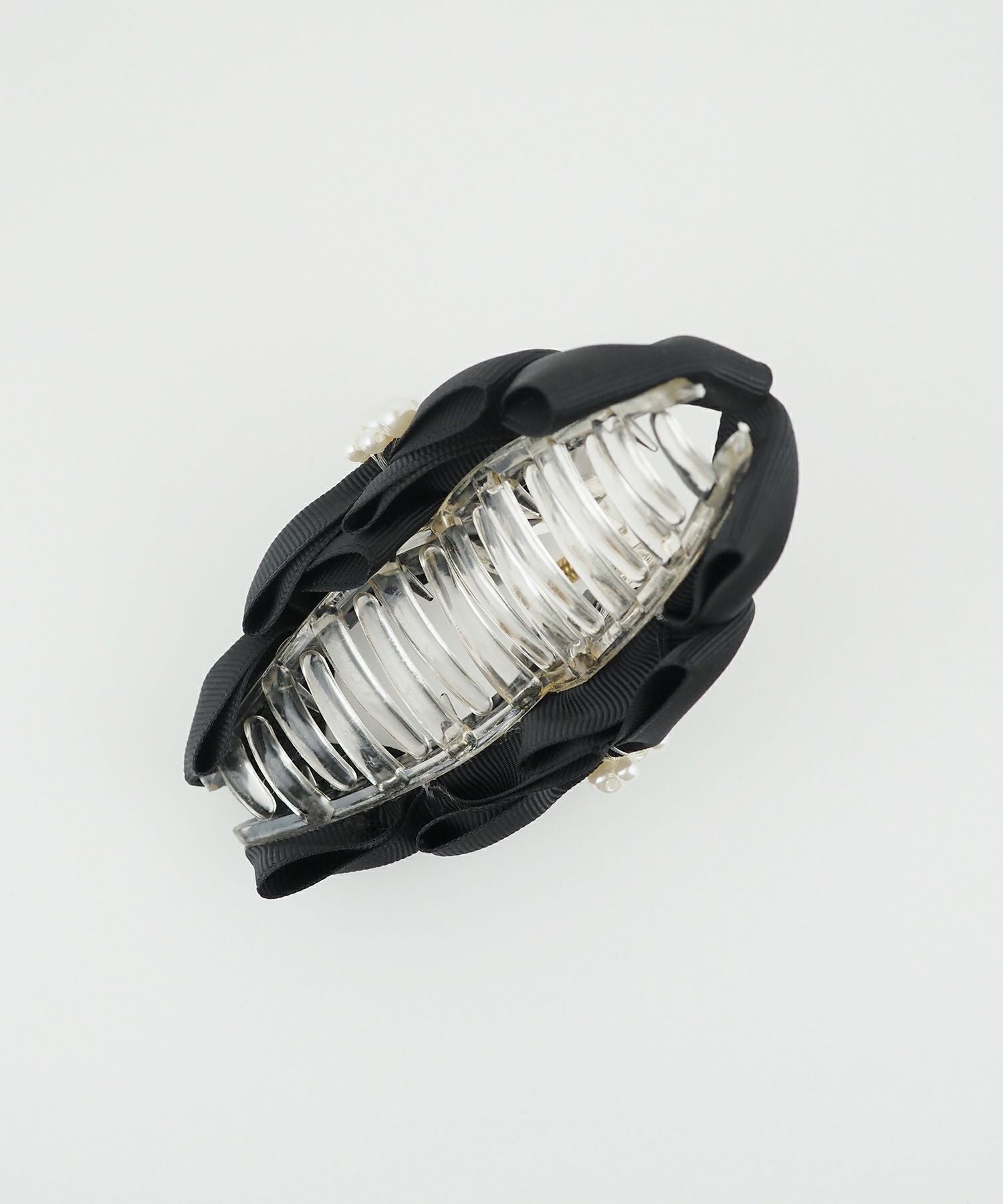 グログランパールリボンバンスクリップ