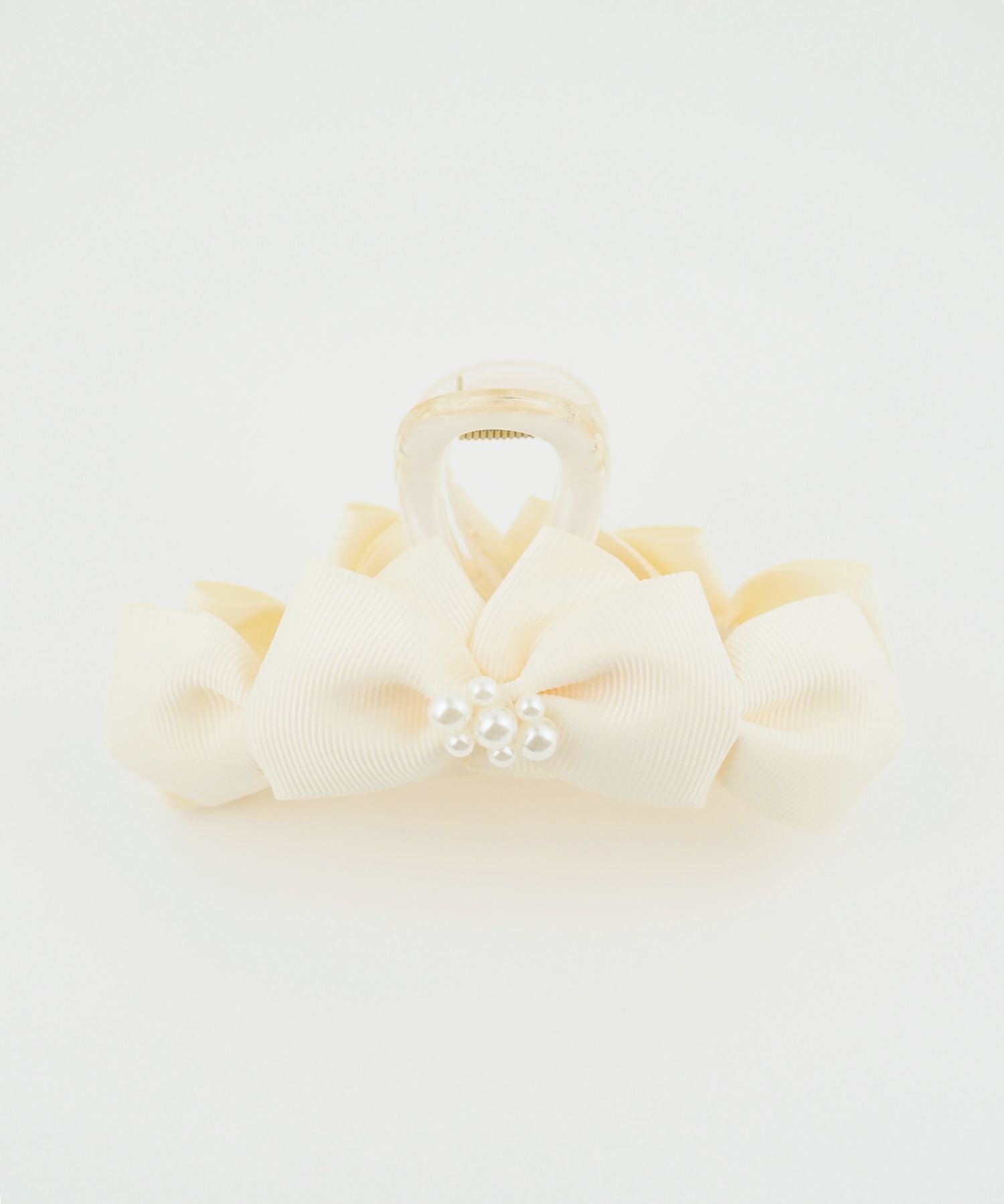 グログランパールリボンバンスクリップ