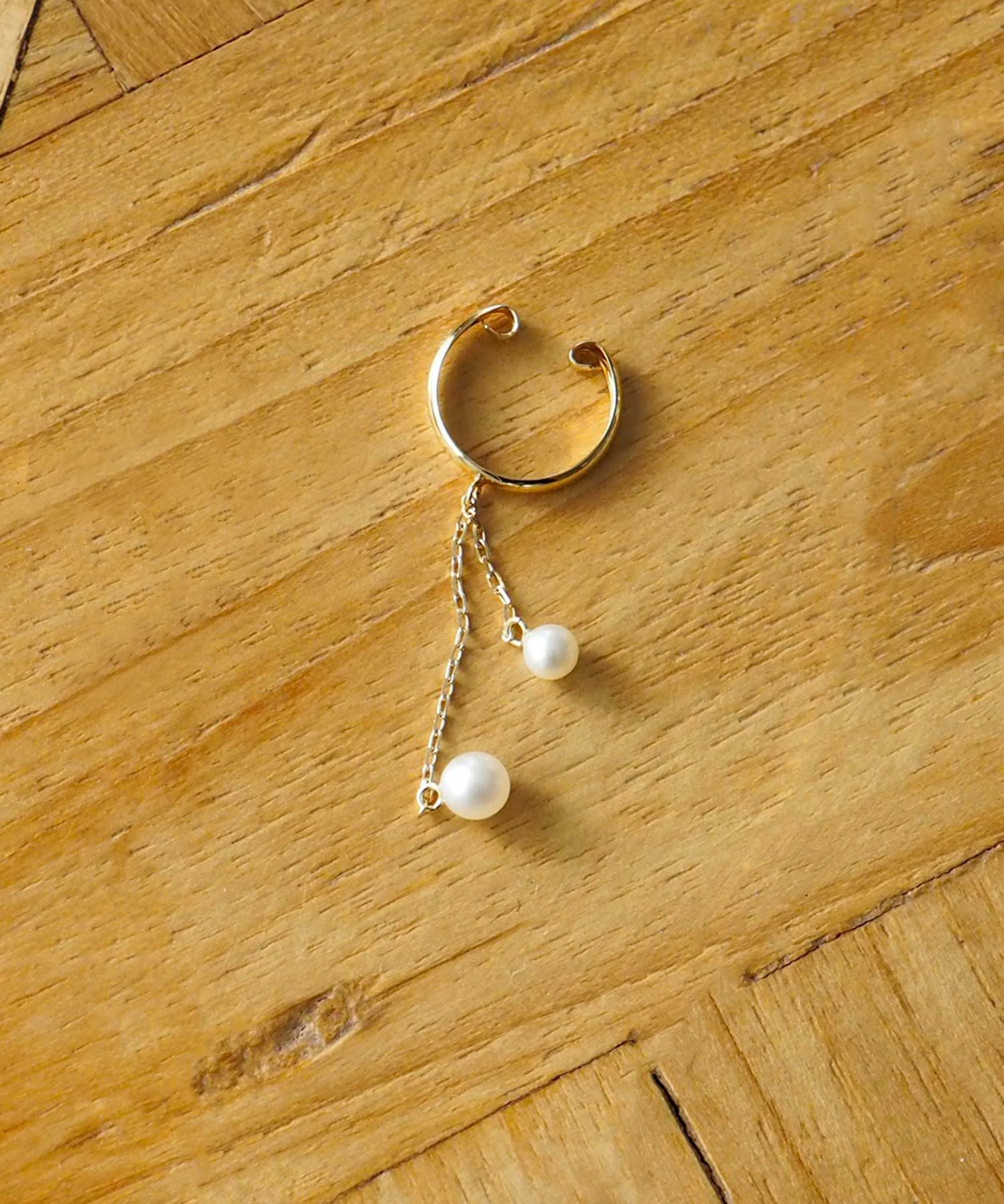 【web限定】[K10]淡水パールチェーンイヤーカフ