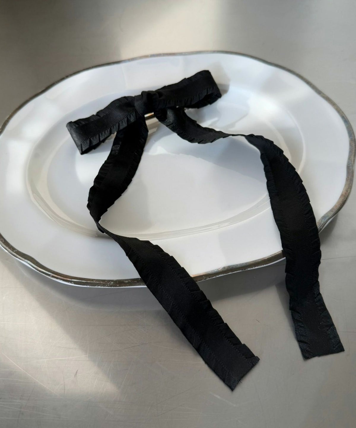 フリルサテンリボンバレッタ【nuage】