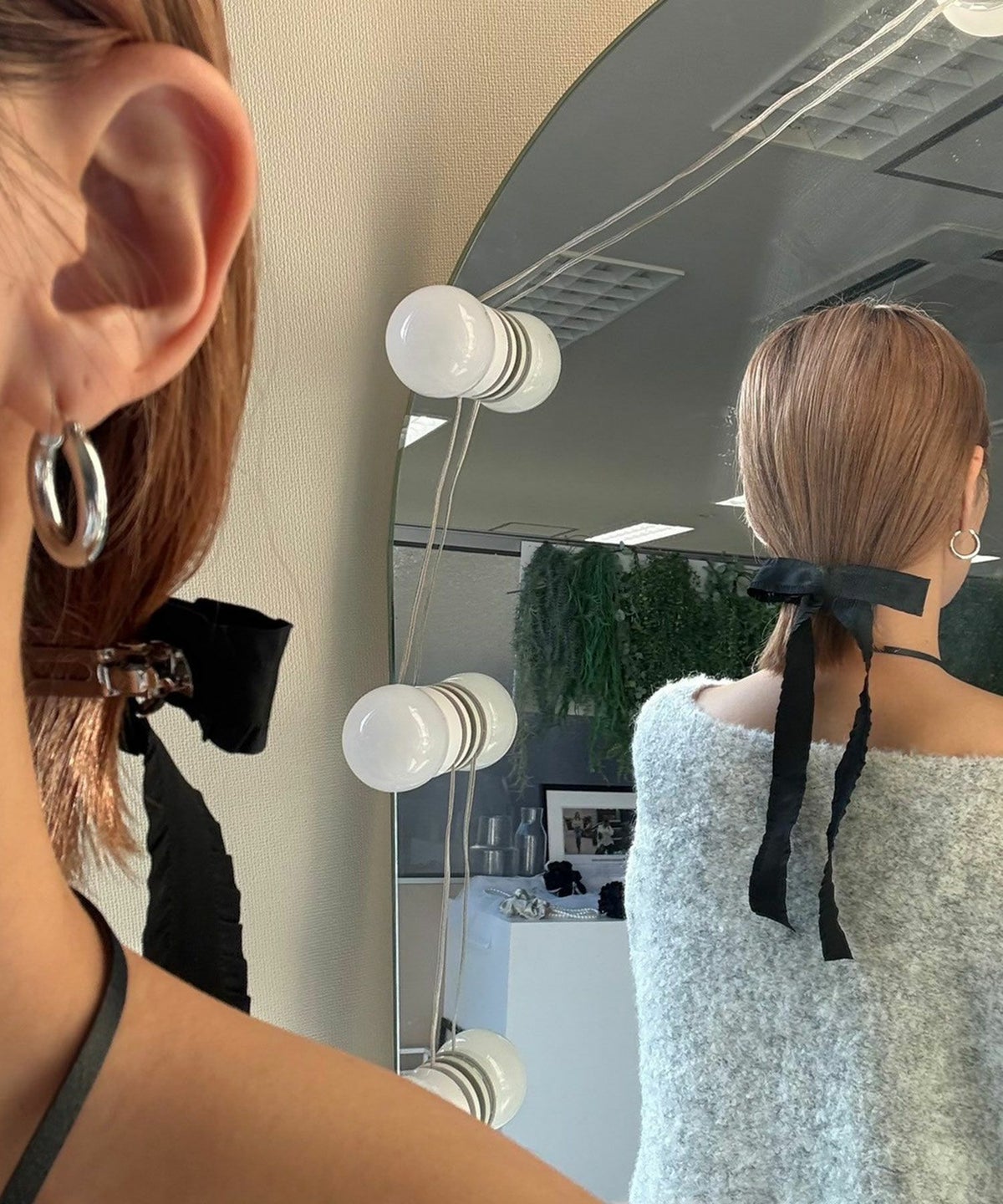 フリルサテンリボンバレッタ【nuage】