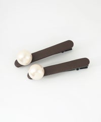 ビッグパールレザークリップ2Pセット【nuage】