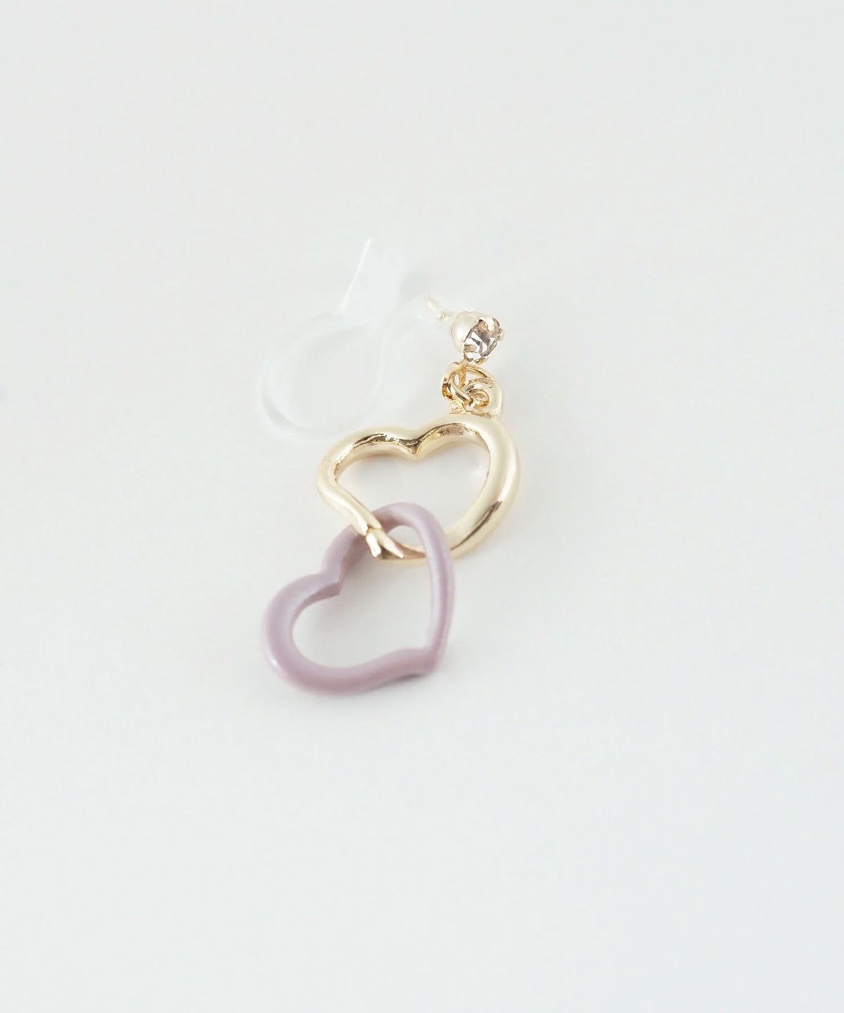 バイカラーハート樹脂ノンホールイヤリング