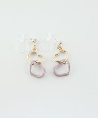 バイカラーハート樹脂ノンホールイヤリング