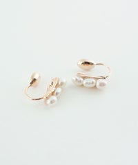 トリプル淡水パールノンホールイヤリング