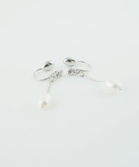 オーバル淡水パールチェーンノンホールイヤリング