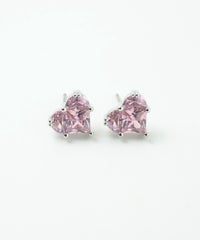 キュービックハートシャイニーチタンポストピアス【Dahlia】