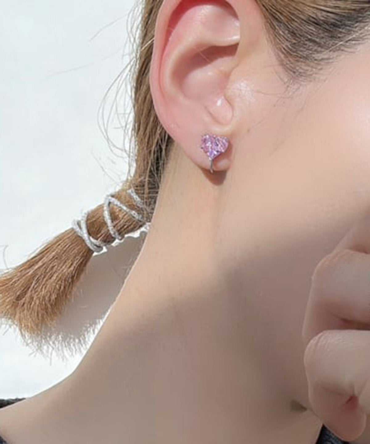 キュービックハートシャイニーイヤリング【Dahlia】