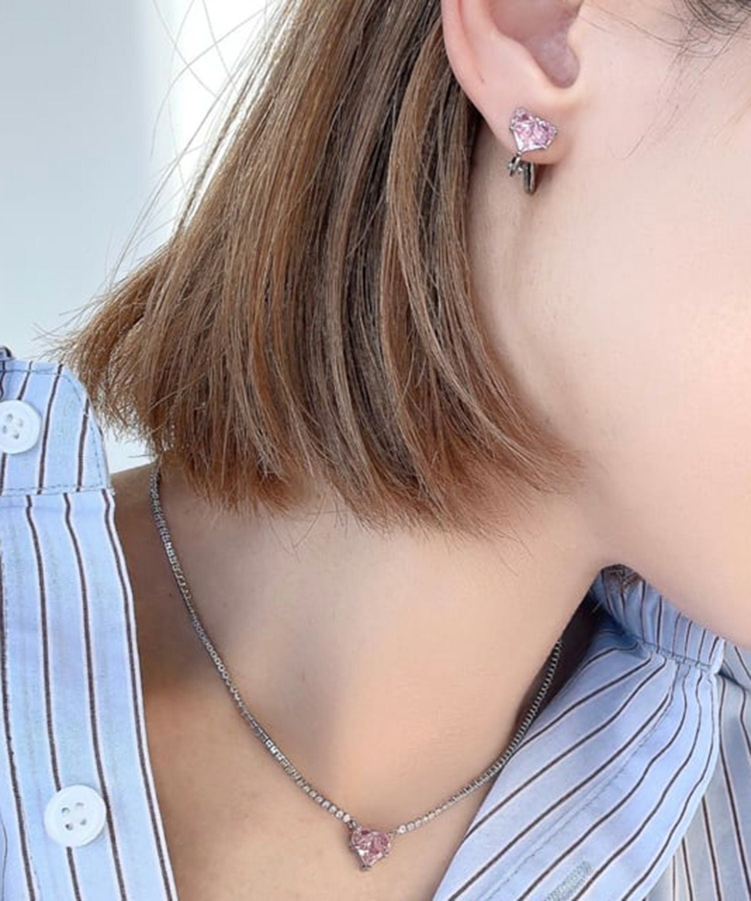 キュービックハートシャイニーネックレス【Dahlia】