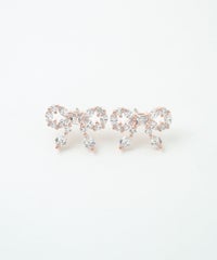 キュービックリボンシャイニーチタンポストピアス【Dahlia】