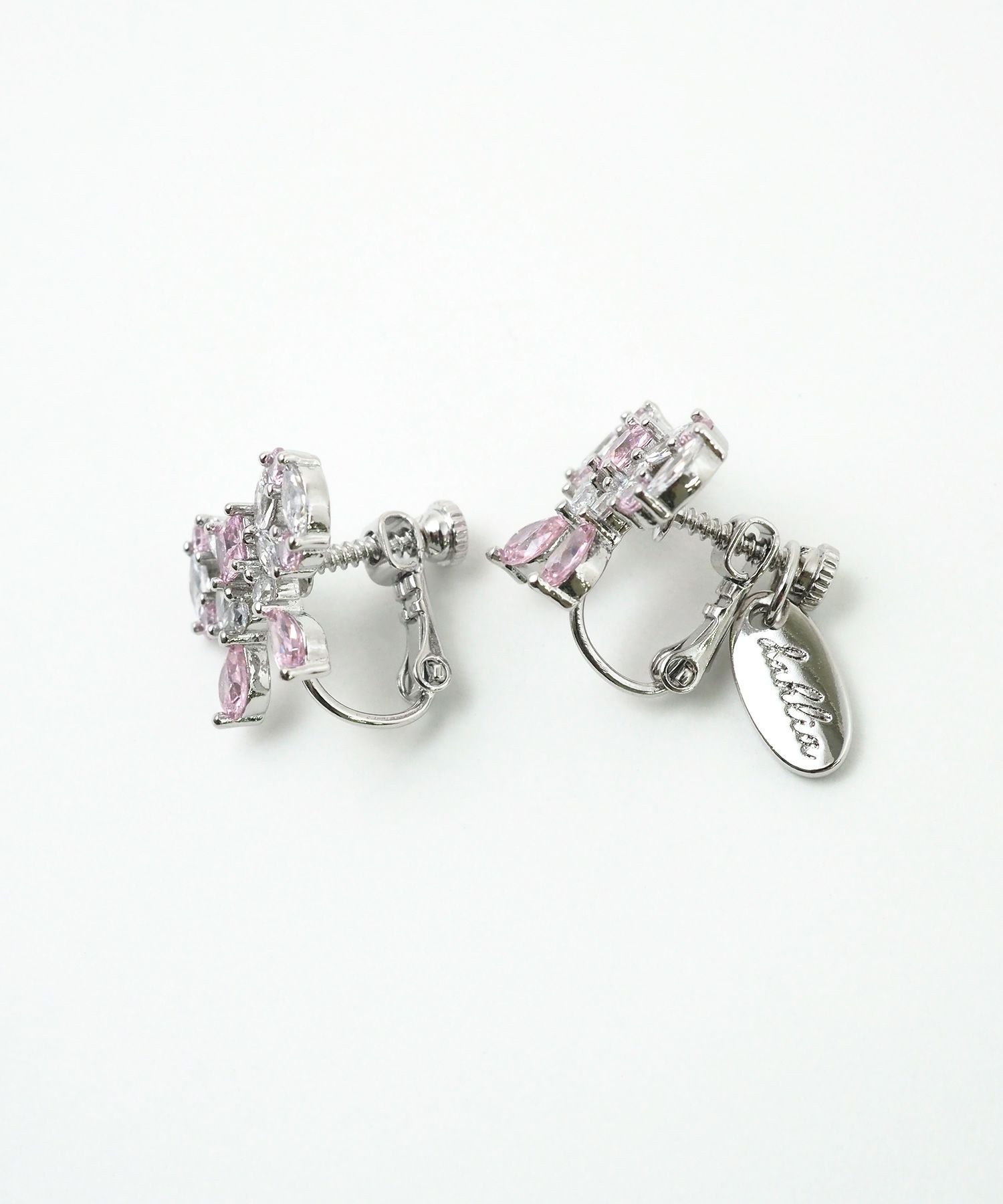 キュービックリボンシャイニーイヤリング【Dahlia】