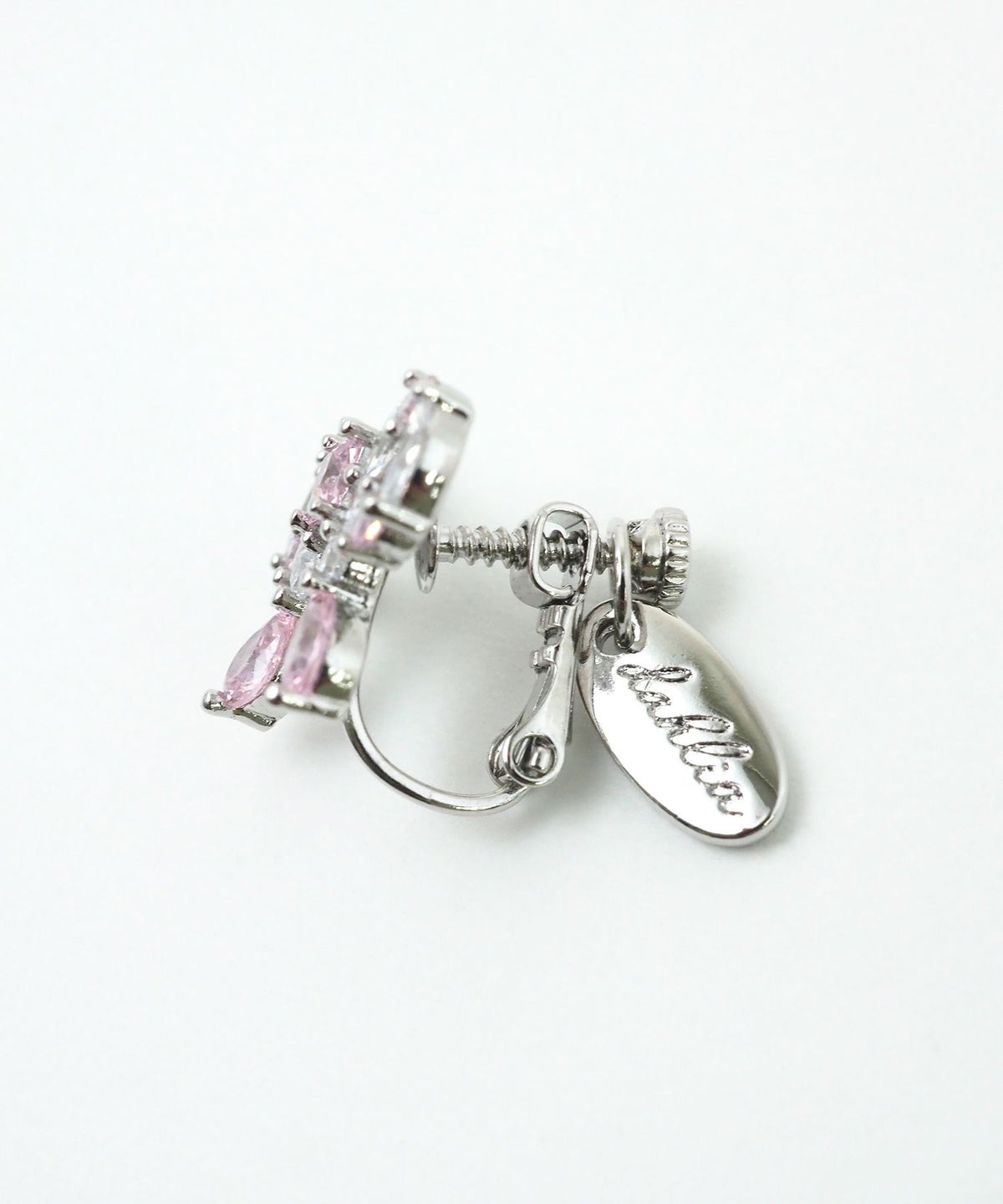 キュービックリボンシャイニーイヤリング【Dahlia】