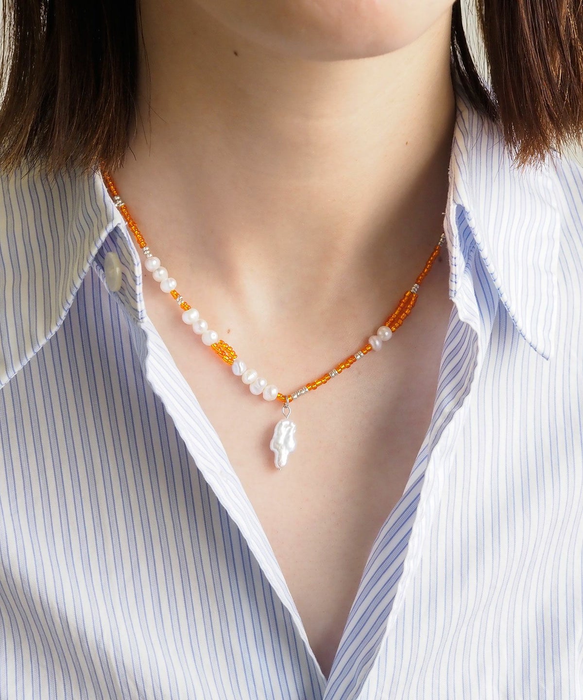 淡水パールビーズネックレス