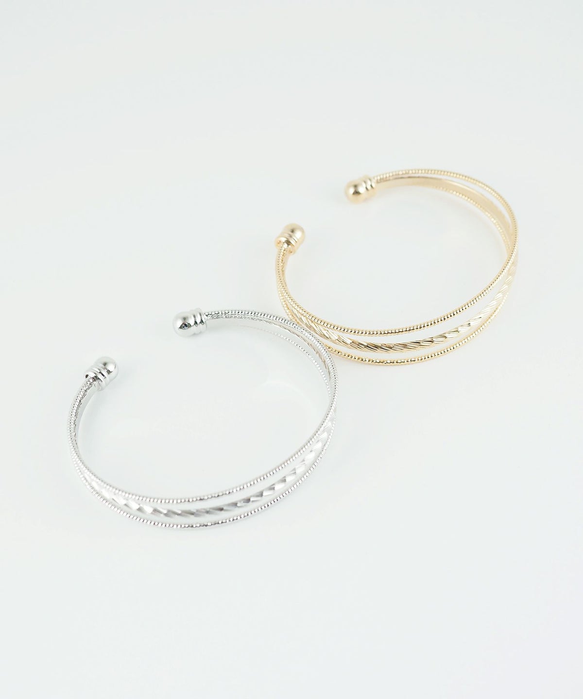 レイヤード3連メタルバングル