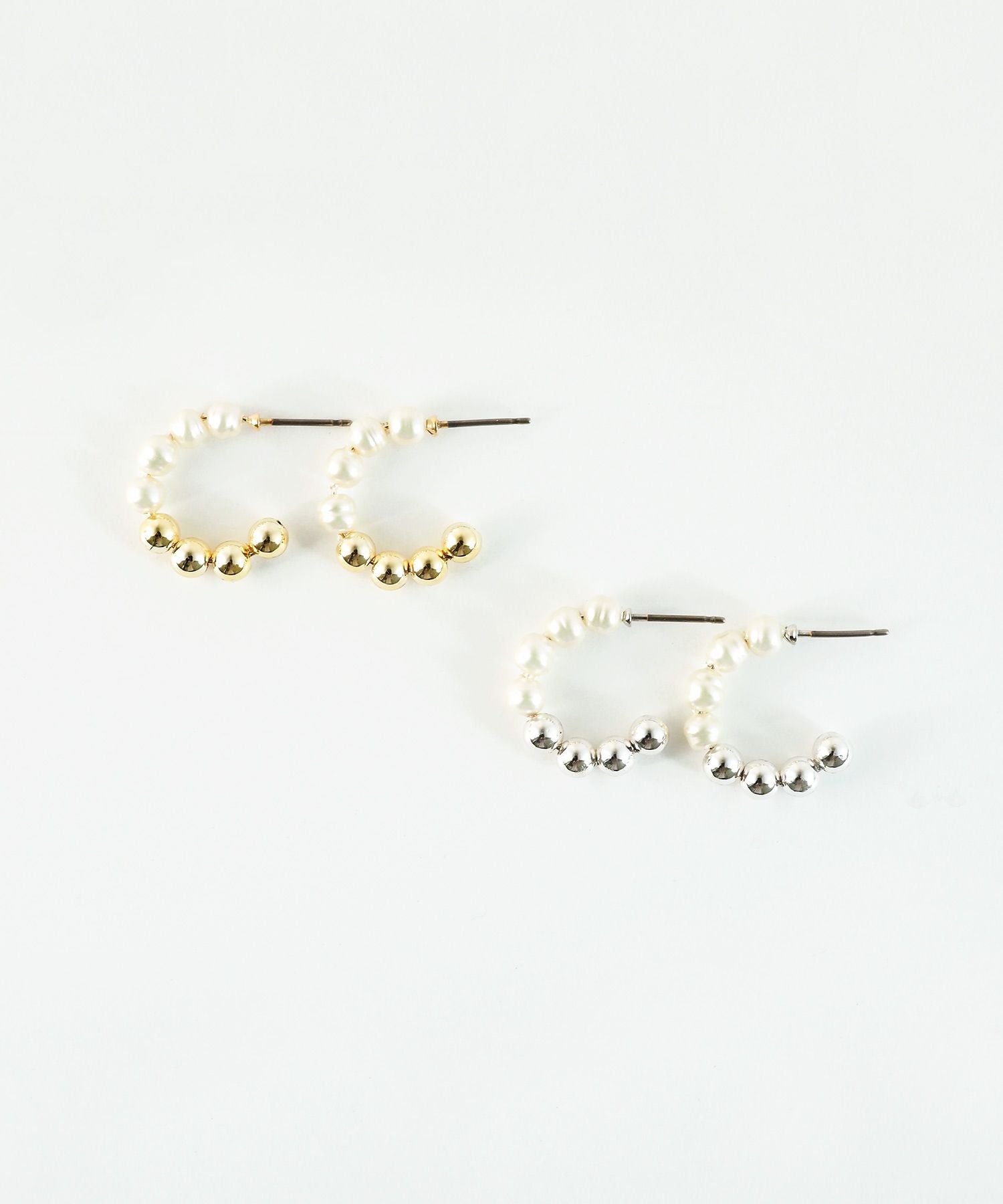 グラスパールフープピュアチタンポストピアス【ISS】