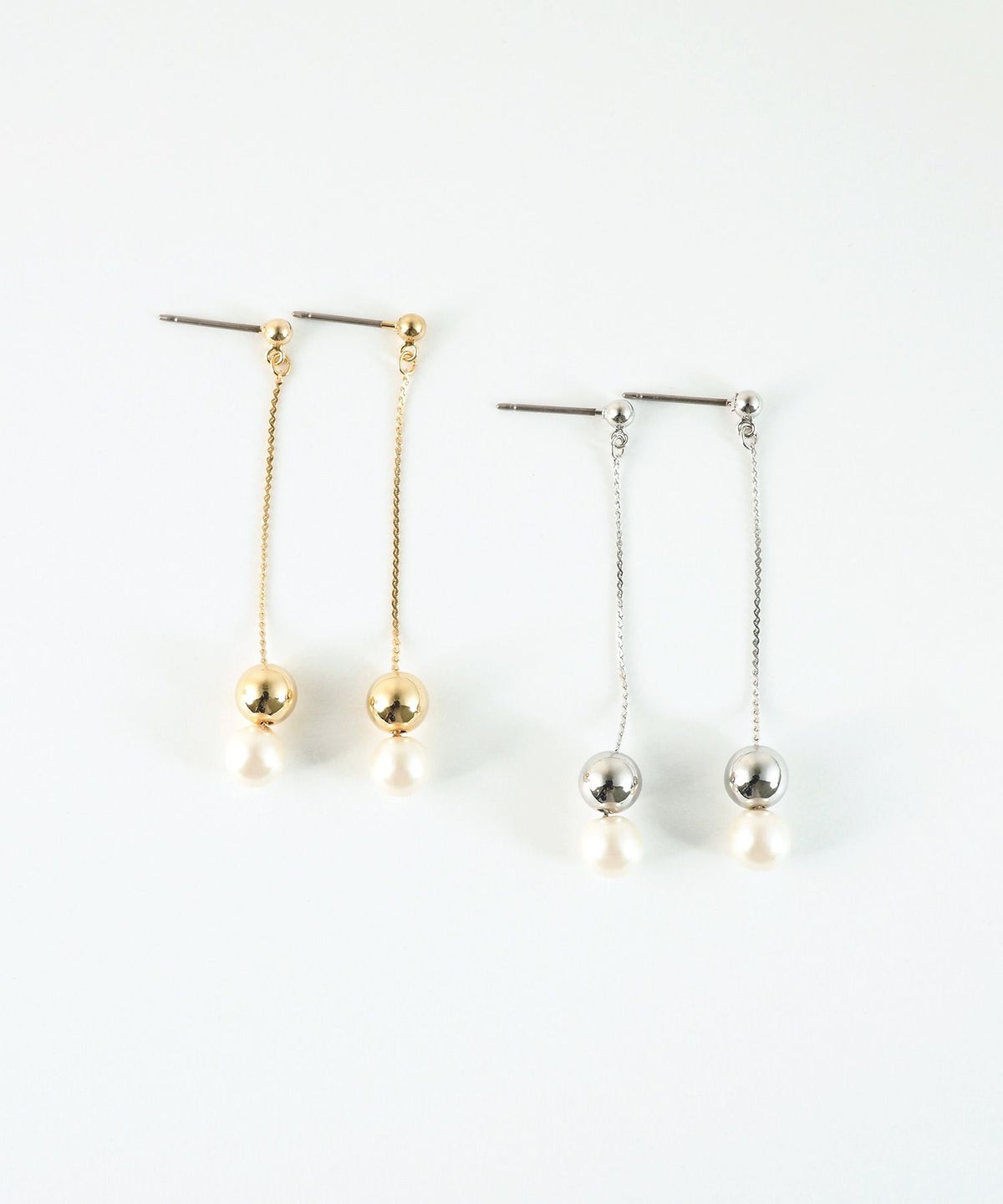 ロングダルマパールピュアチタンポストピアス 【ISS】