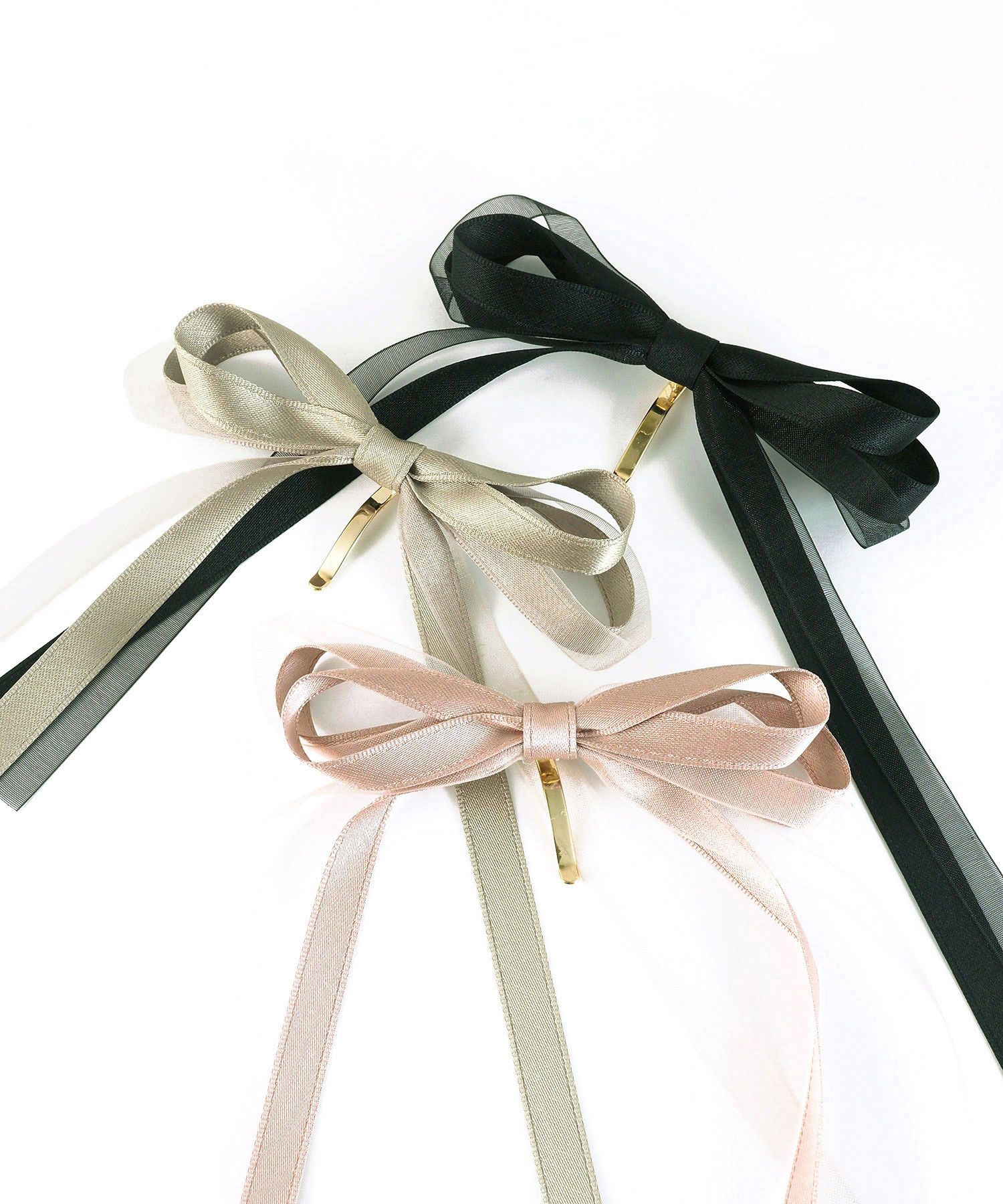 サテンオーガンジーリボンポニーフック