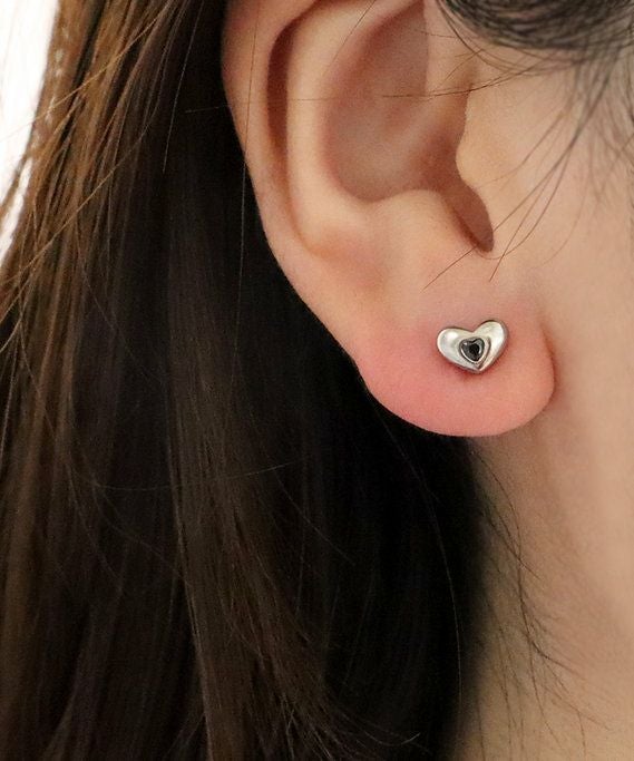 キュービックハートサージカルステンレスピアス