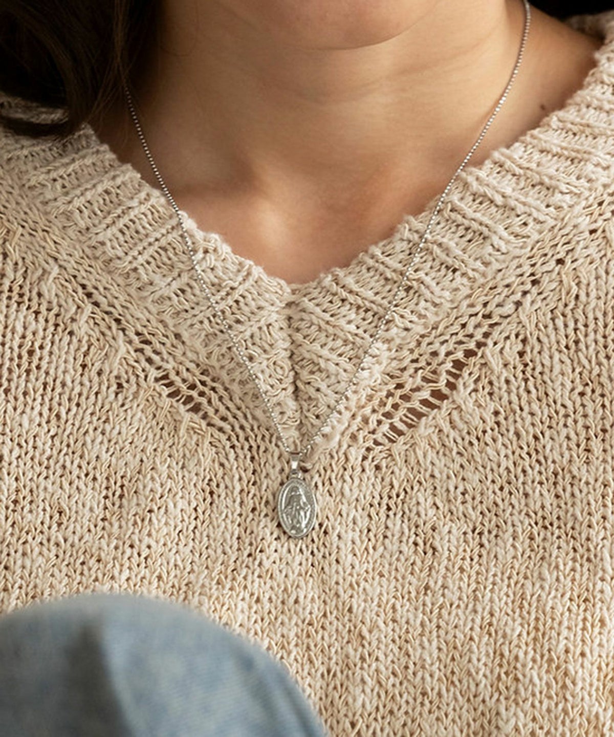 オーバルコインサージカルステンレスネックレス