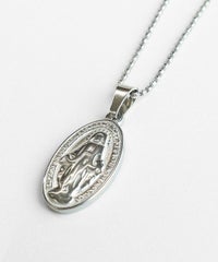 オーバルコインサージカルステンレスネックレス