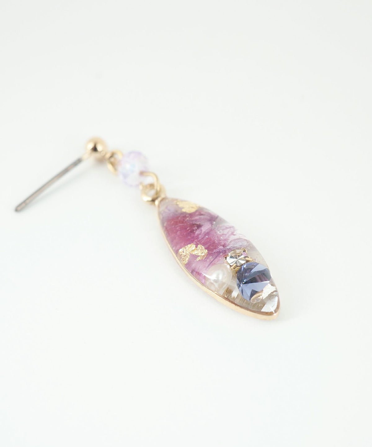 ドライフラワーバースストーンチタンポストピアス