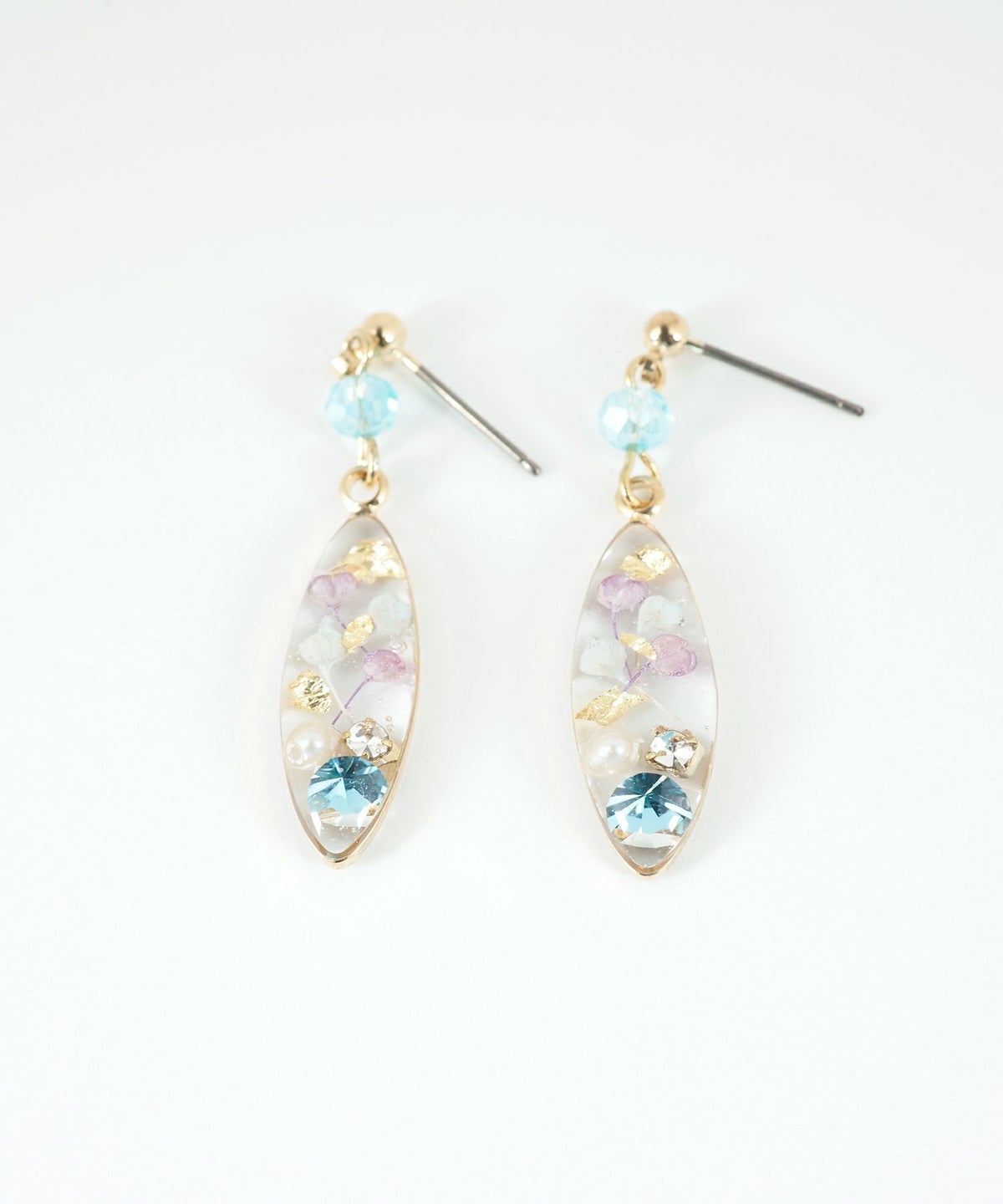 ドライフラワーバースストーンチタンポストピアス