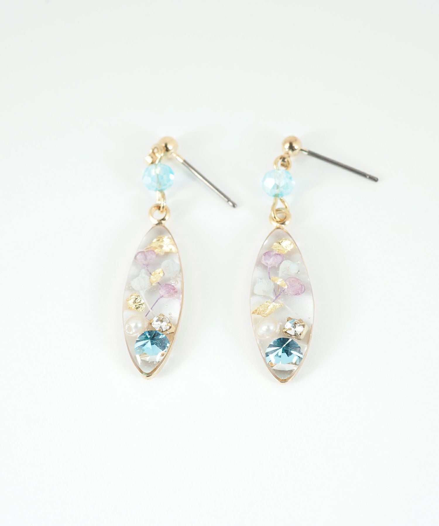 ドライフラワーバースストーンチタンポストピアス