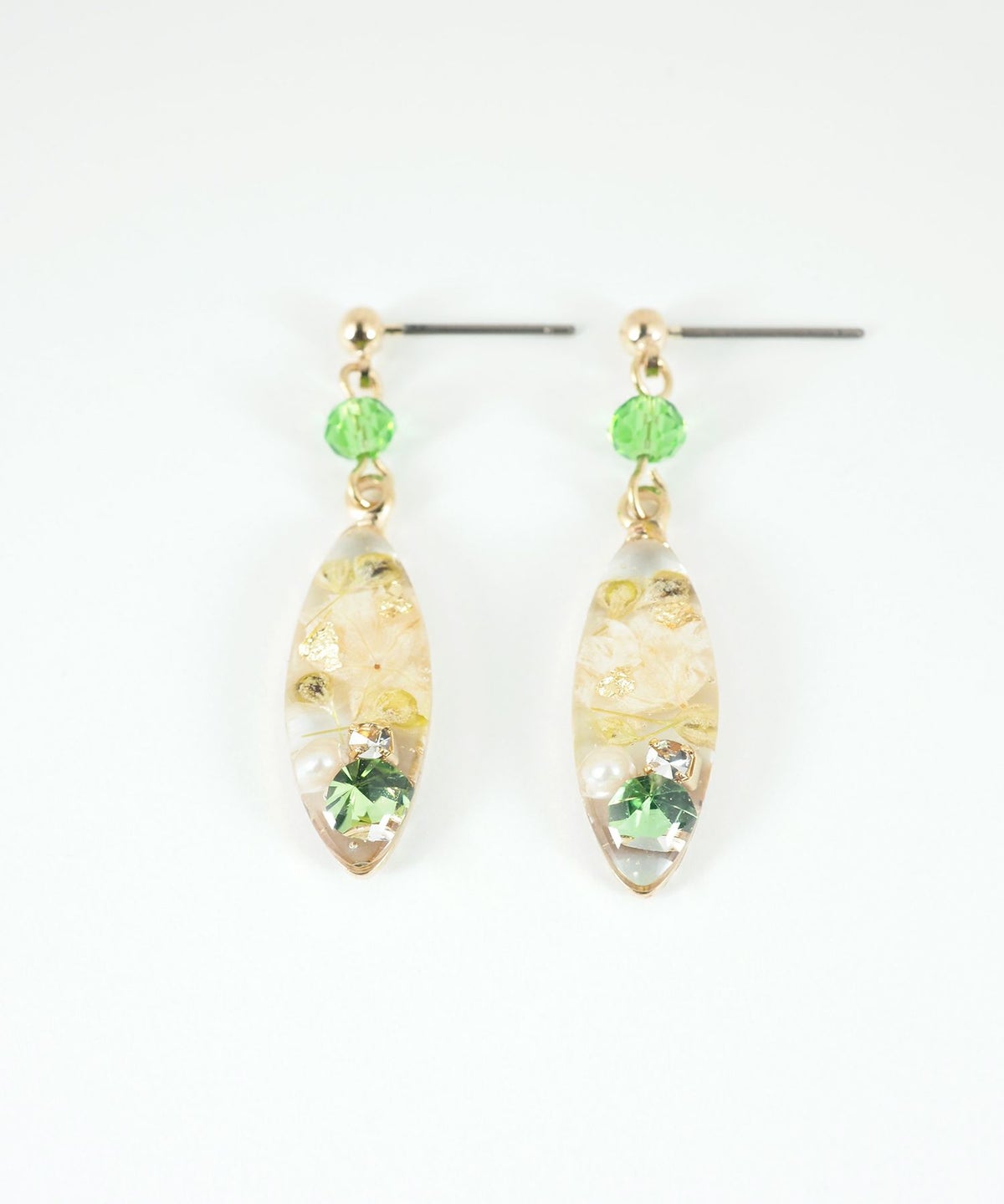 ドライフラワーバースストーンチタンポストピアス