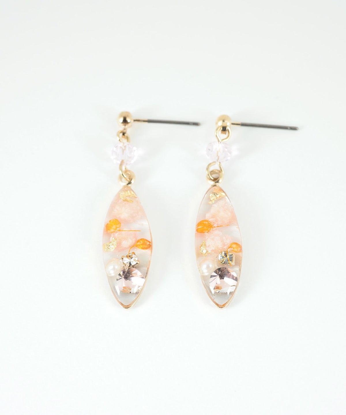 ドライフラワーバースストーンチタンポストピアス