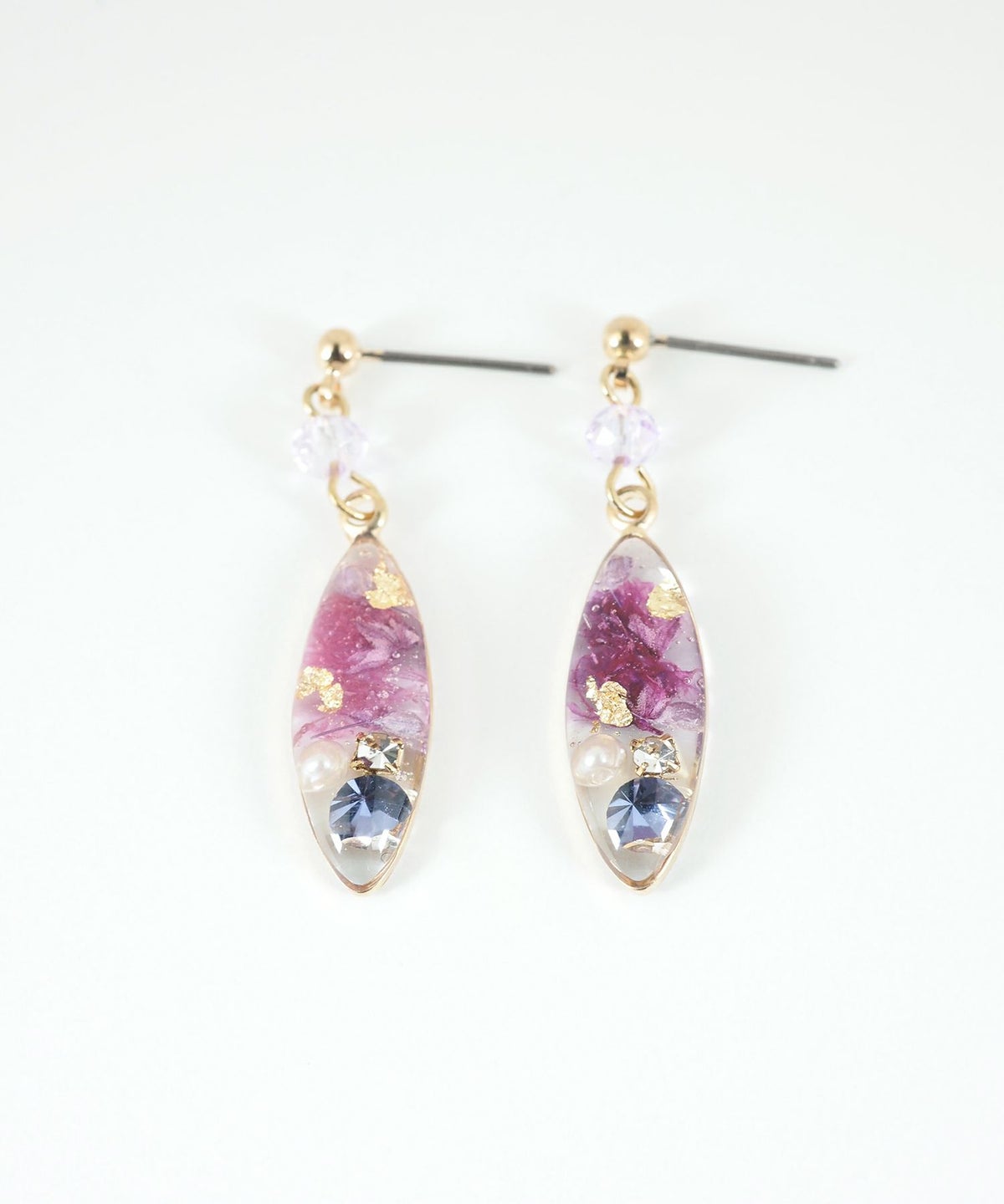 ドライフラワーバースストーンチタンポストピアス