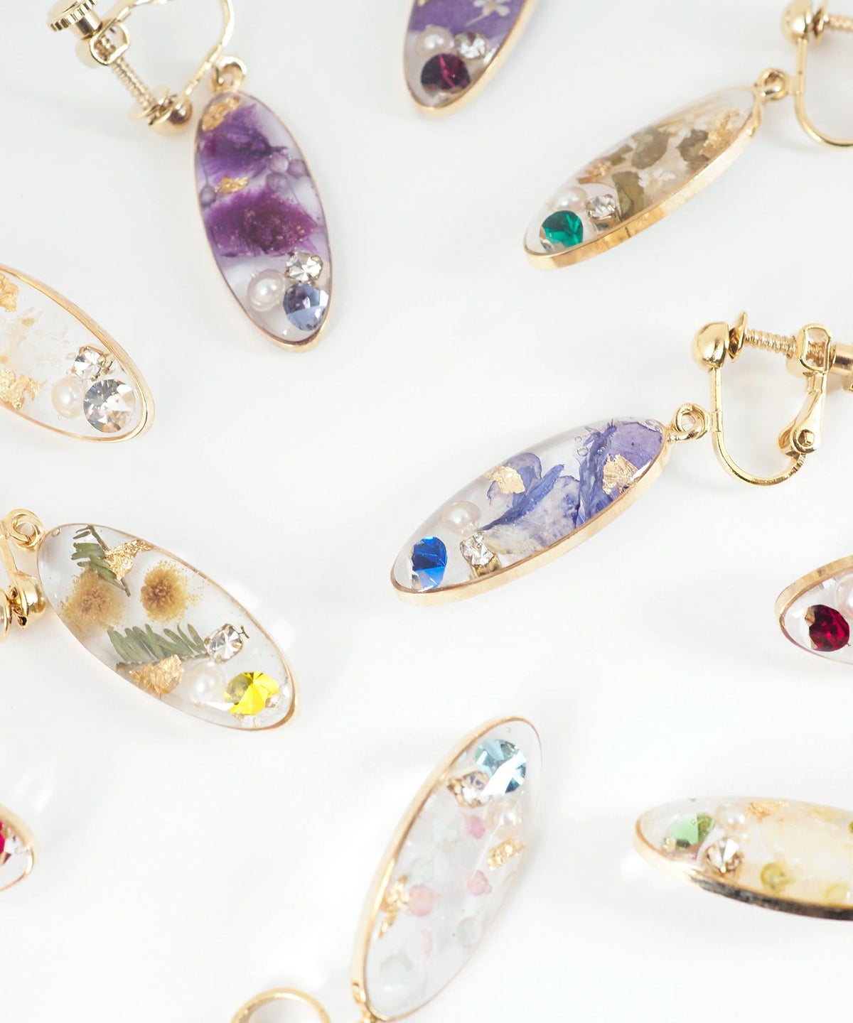 ドライフラワーバースストーンイヤリング