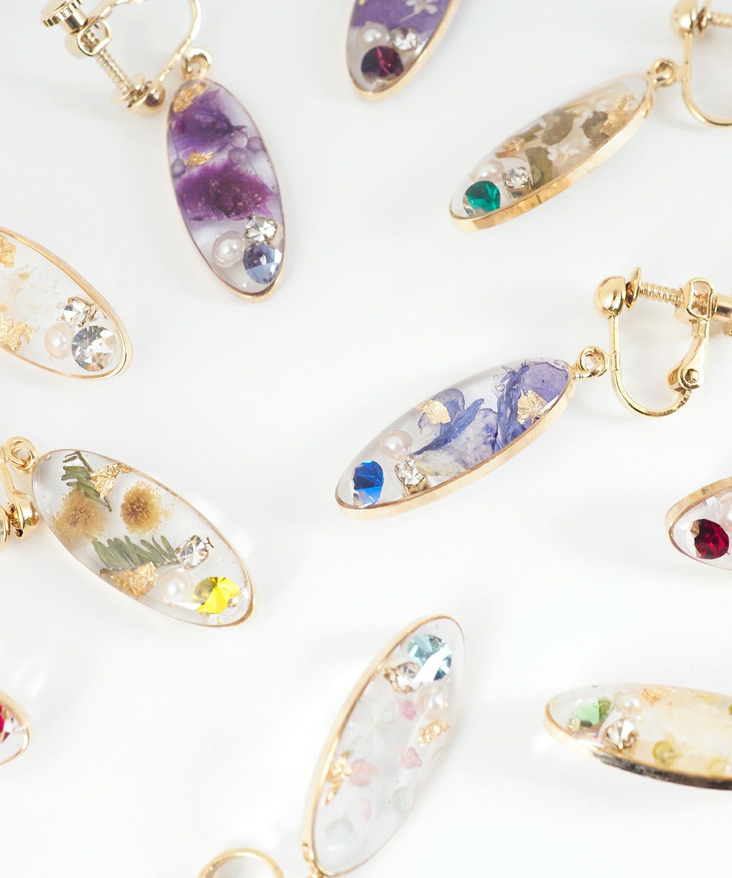 ドライフラワーバースストーンイヤリング