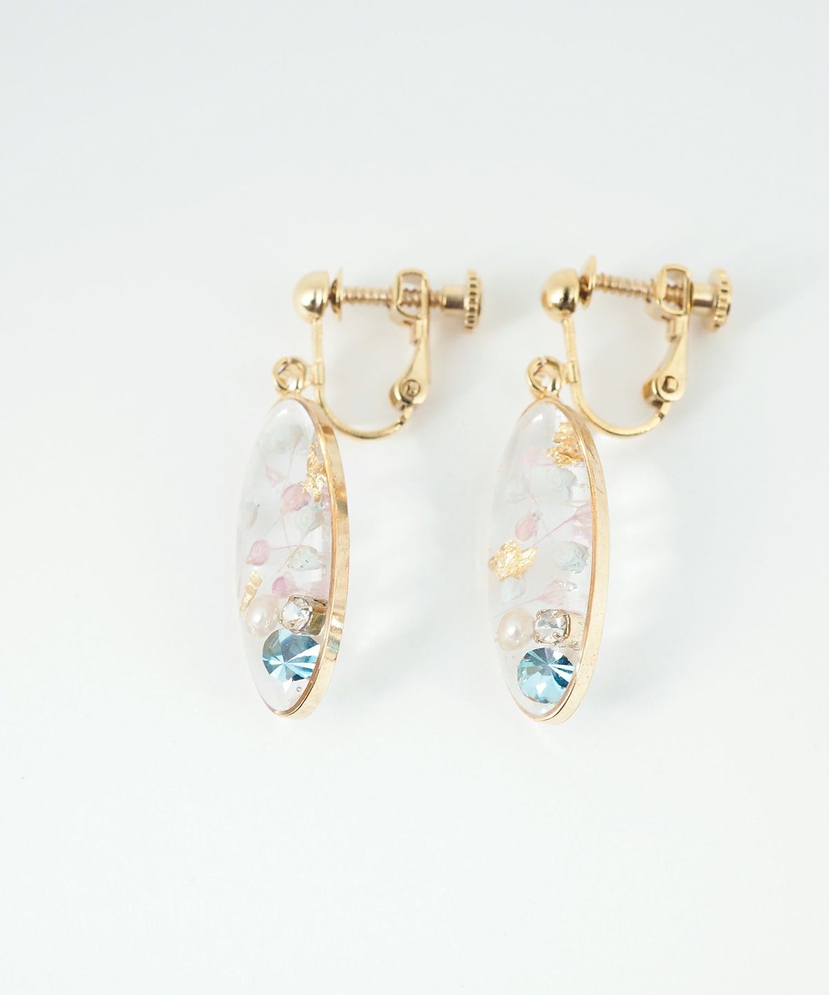 ドライフラワーバースストーンイヤリング