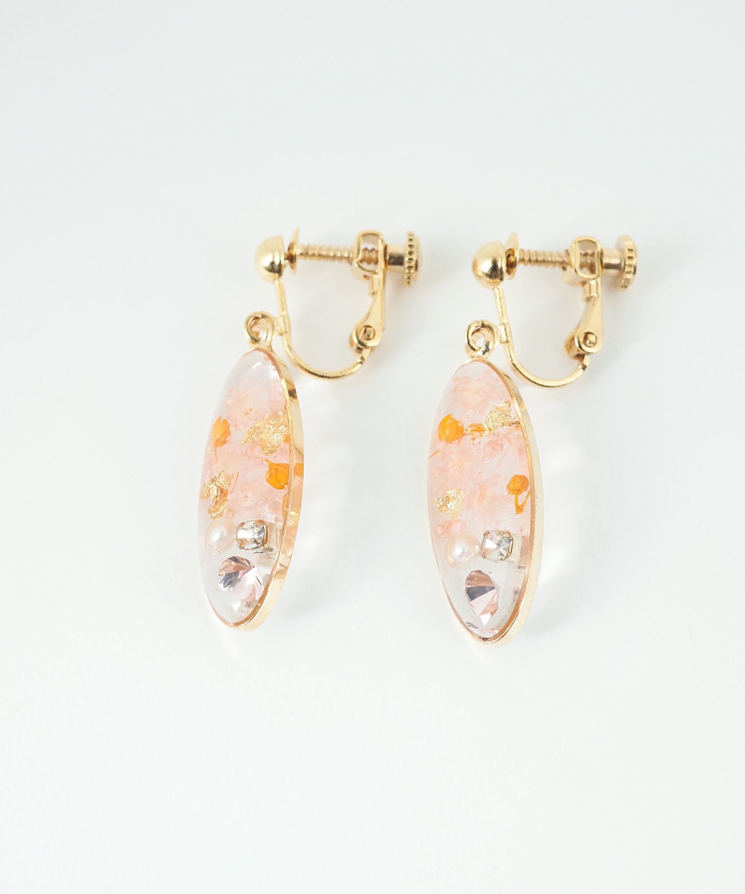 ドライフラワーバースストーンイヤリング