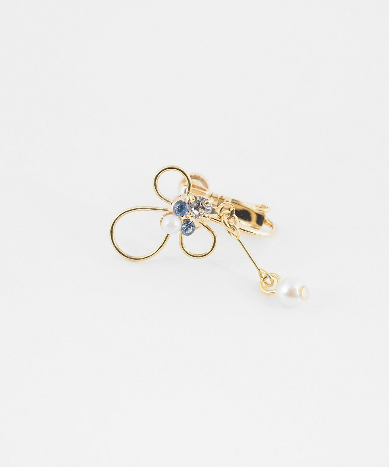 ワイヤーフラワービジューイヤリング