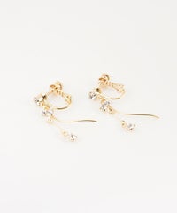 ウェーブラインビジューイヤリング