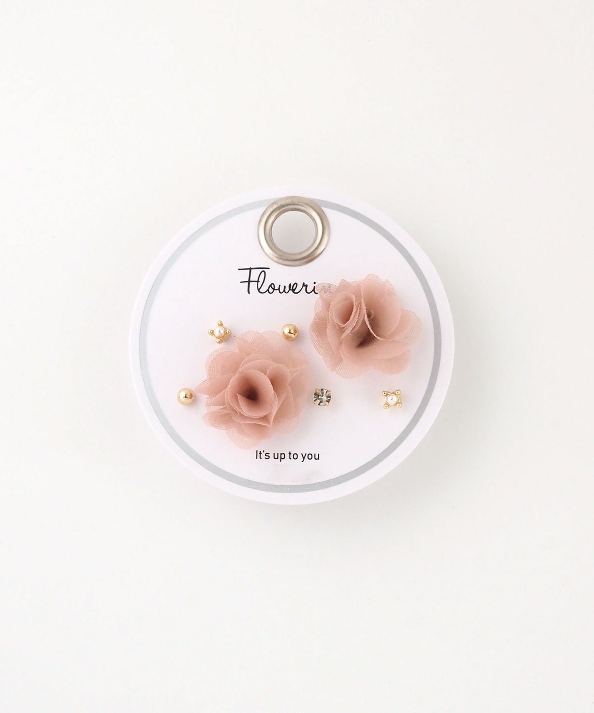 オーガンジーフラワーステンレスポストセットピアス