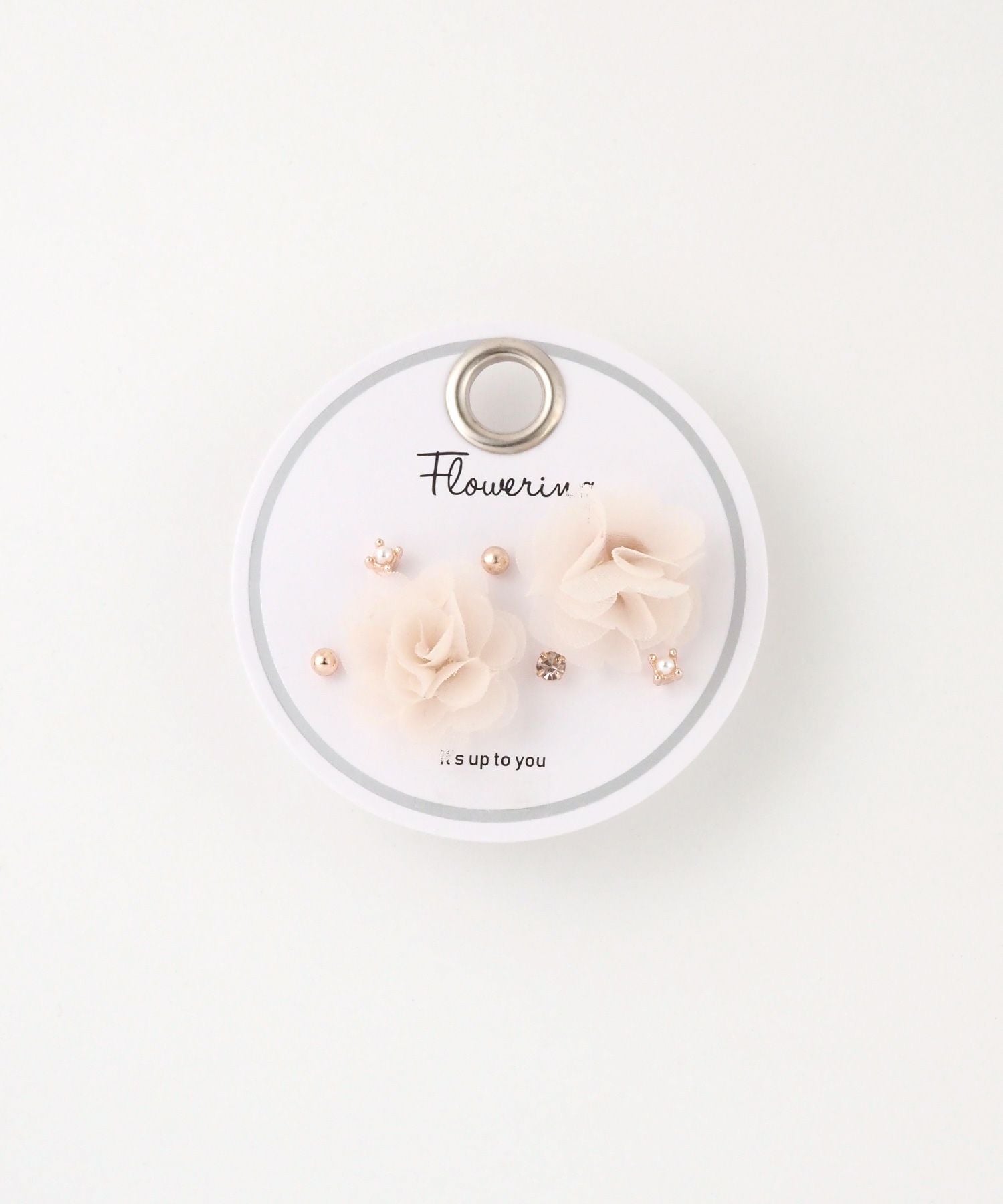 オーガンジーフラワーステンレスポストセットピアス