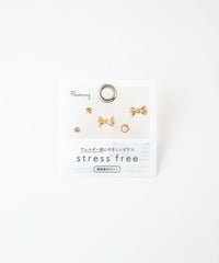 メタルリボンパール樹脂ポストセットピアス