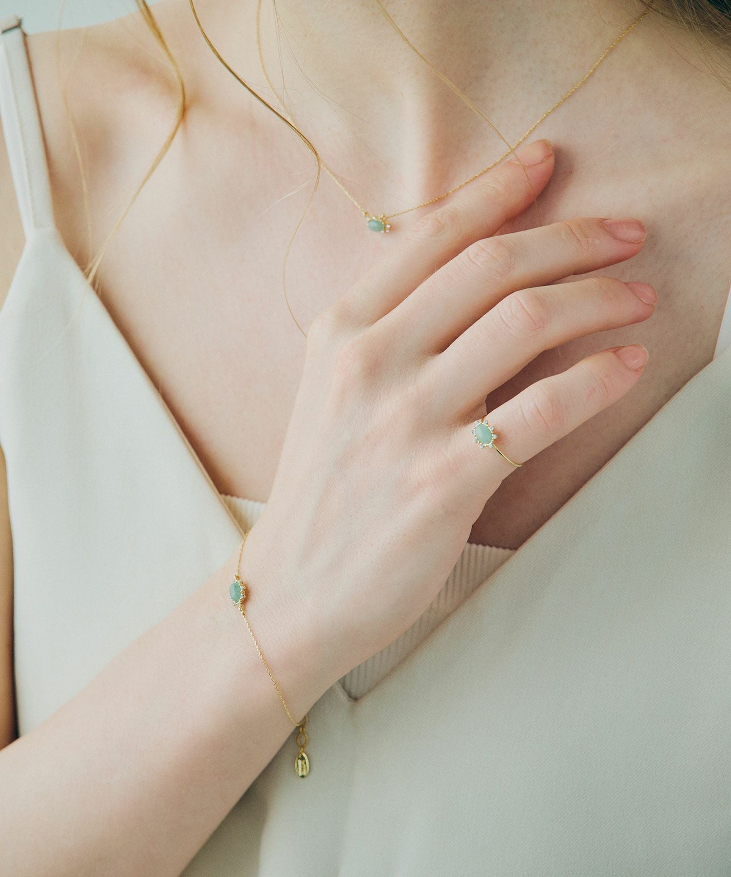 ナチュラルストーンオーバルブレスレット【MUK Dreamy stone】