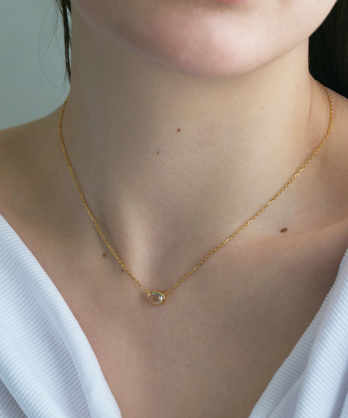 [SV925]オーバルクリスタルネックレス