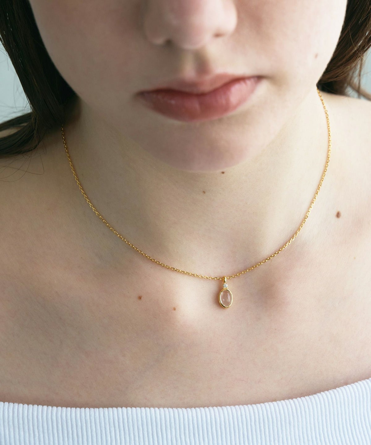 [SV925]オーバルクリスタルジルコニアネックレス