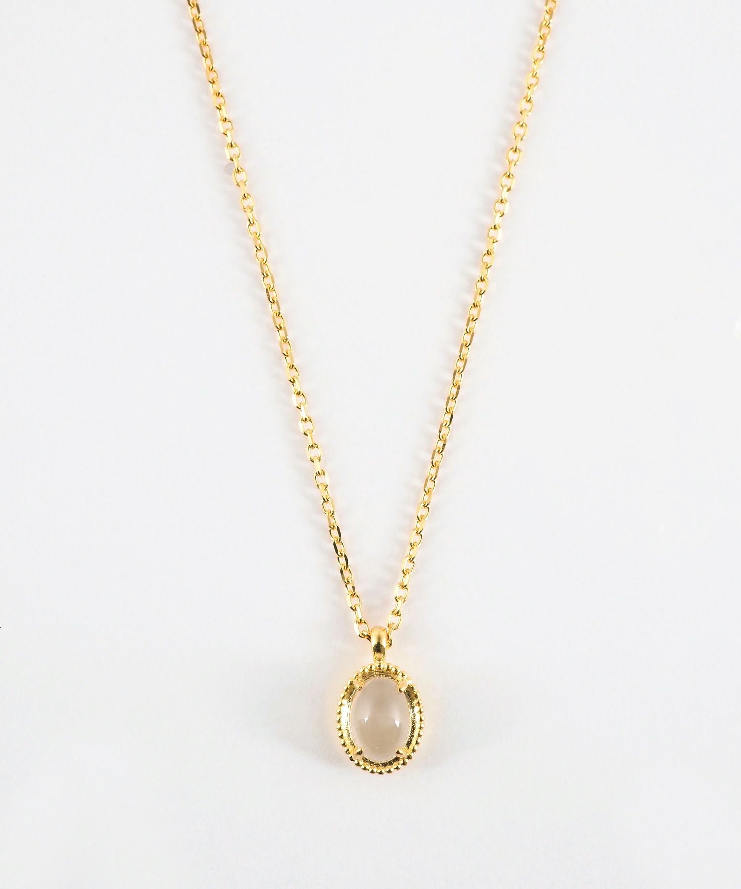 [SV925]ミルオーバルクリスタルロングネックレス