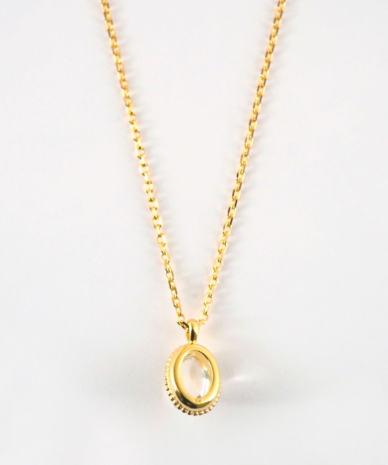 [SV925]ミルオーバルクリスタルロングネックレス