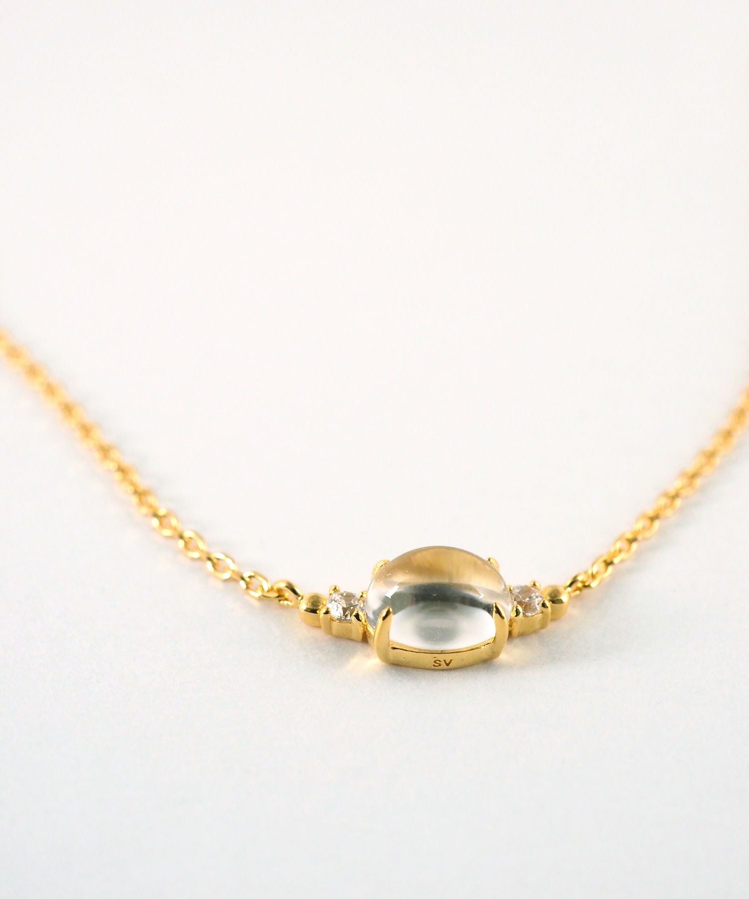 [SV925]オーバルフロートクリスタルネックレス