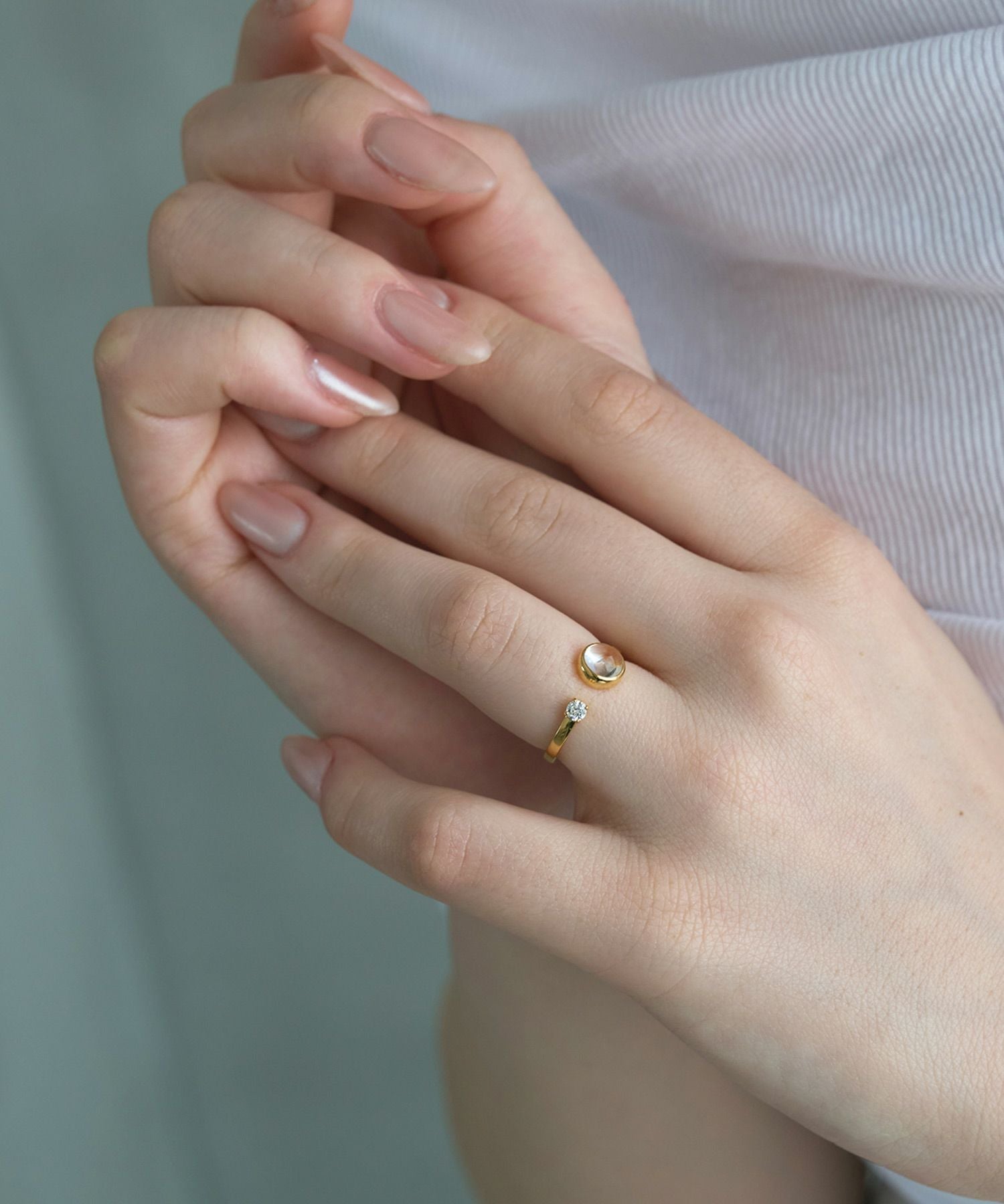 [SV925]ラウンドクリスタルオープンリング