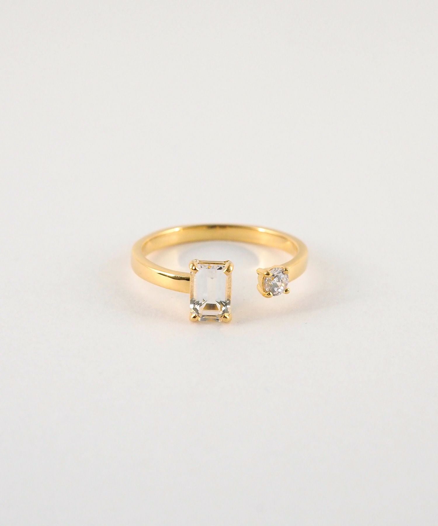 [SV925]レクタングルクリスタルオープンリング