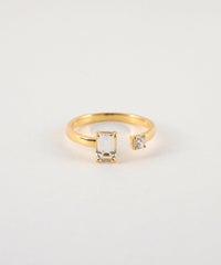 [SV925]レクタングルクリスタルオープンリング