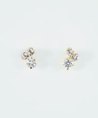 3連ラインストーンミニピアス