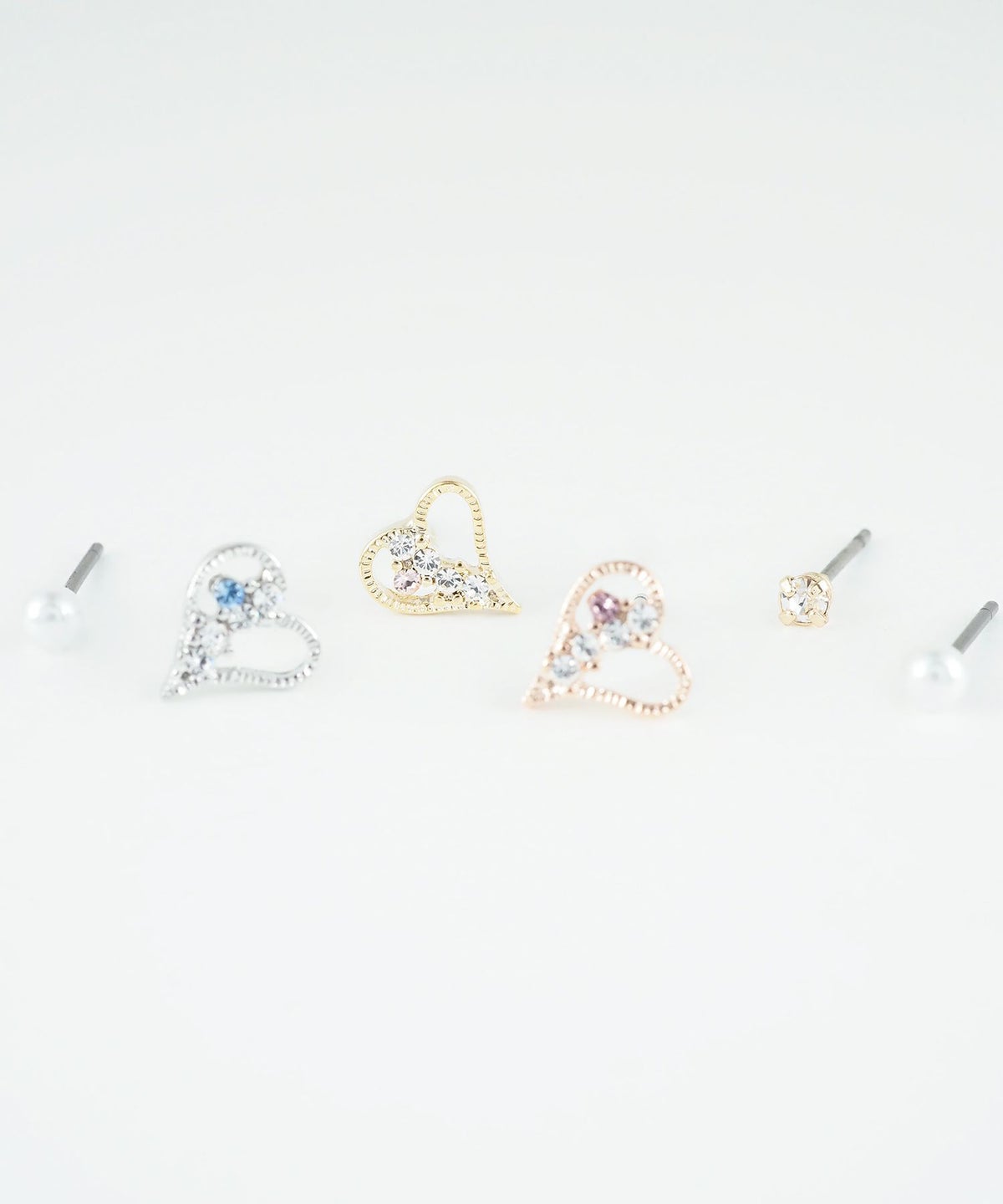 ハートビジューセットチタンポストピアス